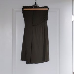Dark green strapless dress